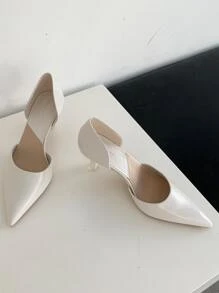 Point Toe Stiletto Heeled Pumps - White - View 5
