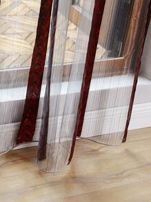 Single Panel Sheer Curtain - Red and White - View 4