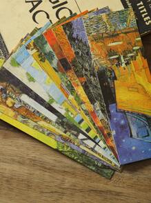 30个/盒风景油画系列纸质书签，适合爱书人士，盒装名画印刷书签套装 - 彩色 - 查看 4