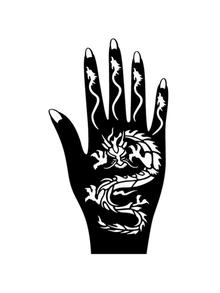 2sheets Chinese Dragon Pattern Tattoo Stencil - Black - View 4