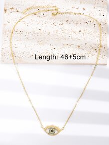 方晶鋯石裝飾眼睛墜飾項鍊 - 彩色 - 查看 3