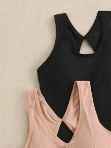 4pcs Seamless Solid Sports Tank Top - Multicolor - View 5