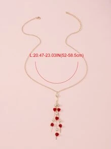 水鑽和玫瑰裝飾Y字項鍊 - 彩色 - 查看 4