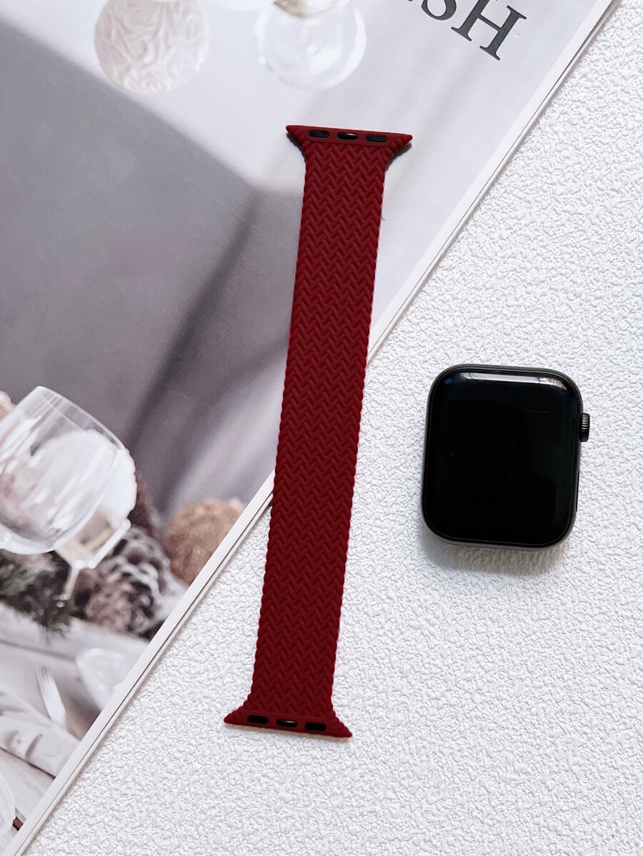 Silicone Watchband Compatible With Apple Watch - Burgundy - View 1