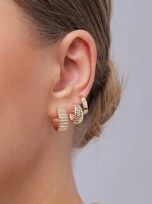 3 cặp hoa tai vòng tối giản - Vàng - Xem 1