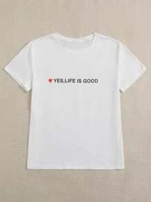 Mulvari Camiseta con estampado de corazón y slogan - Blanco - Ver 3