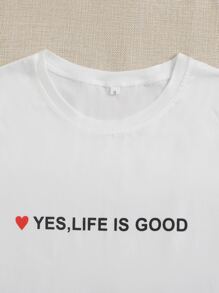 Mulvari Camiseta con estampado de corazón y slogan - Blanco - Ver 5