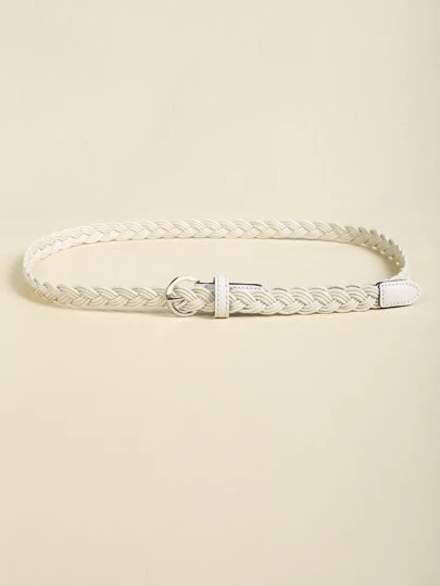 Versatile Minimalist Solid Color Woven Skinny Belt