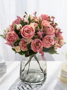 1束/3束人造牡丹花混合花束，适用于婚礼装饰、教室装饰、家居花瓶、花园、生日派对、情人节、礼物 - 玫紅色 - 查看 4