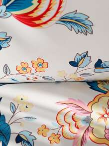 1pc Flower Print Sofa Slipcover & 2pcs Cushion Cover Without Filler - Multicolor - View 3