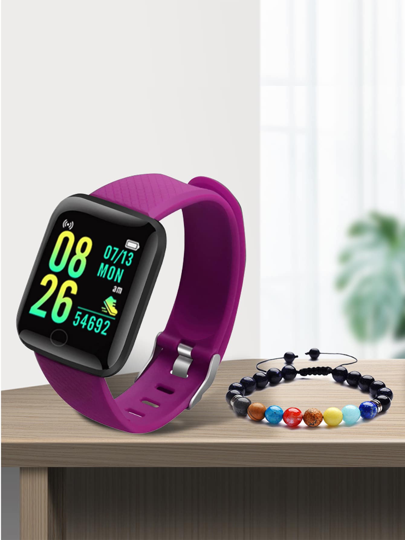 1 Đồng hồ thông minh theo dõi nhịp tim và 1 vòng đeo tay - Nhiều màu - Xem 1