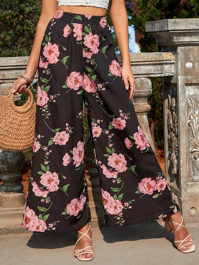 Floral Print Wide Leg Pants | SHEIN