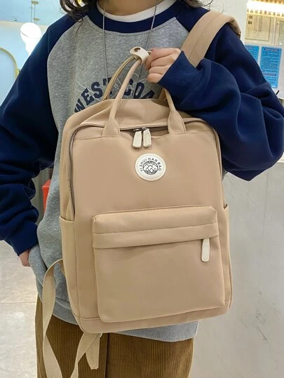 经典双肩包，纯色，多口袋设计，适合旅行、观光、度假