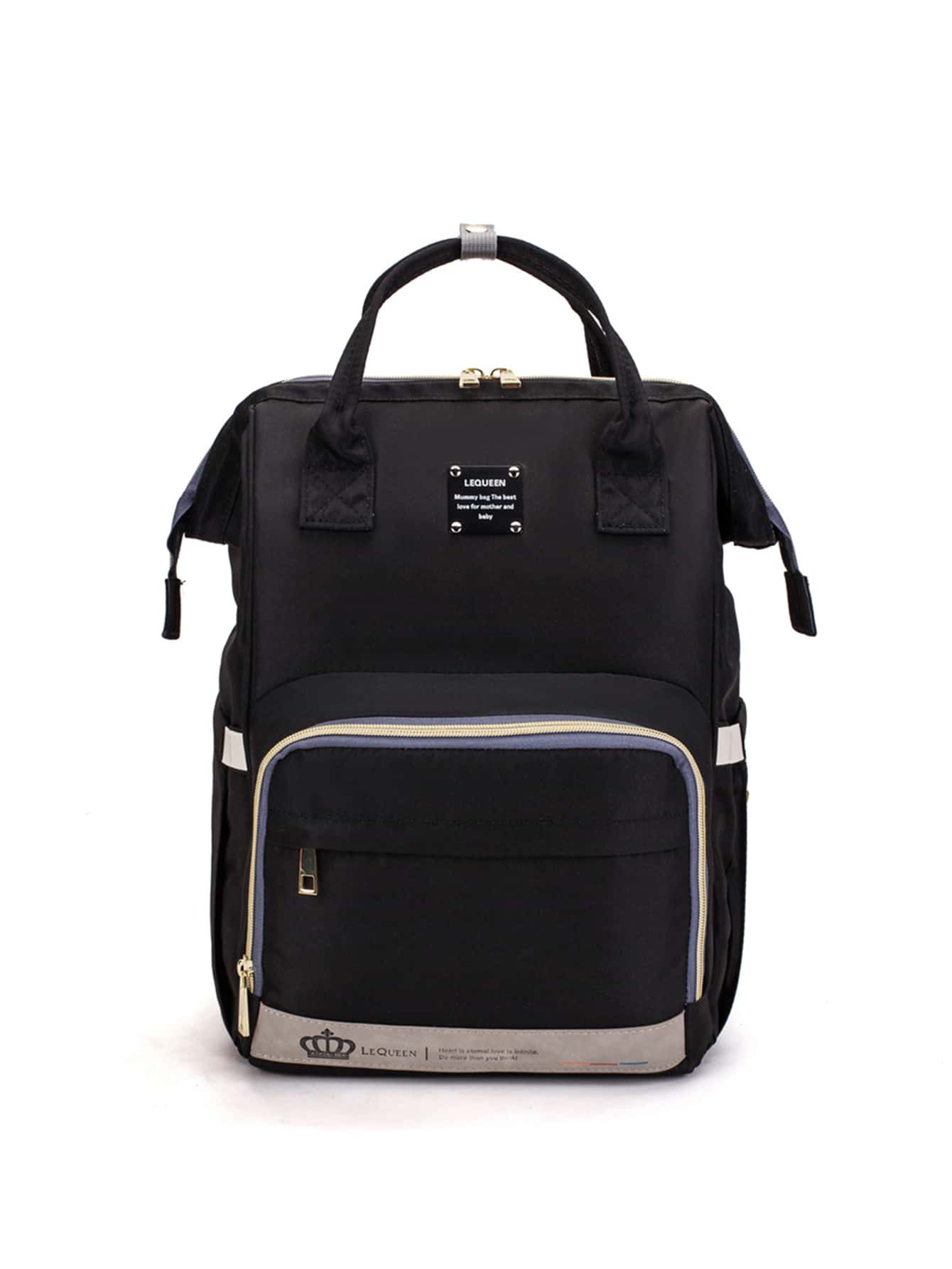 1入組字母貼布尿布包 - 黑色 - 查看 1