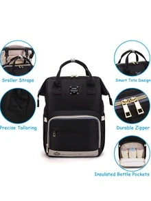 1入組字母貼布尿布包 - 黑色 - 查看 7