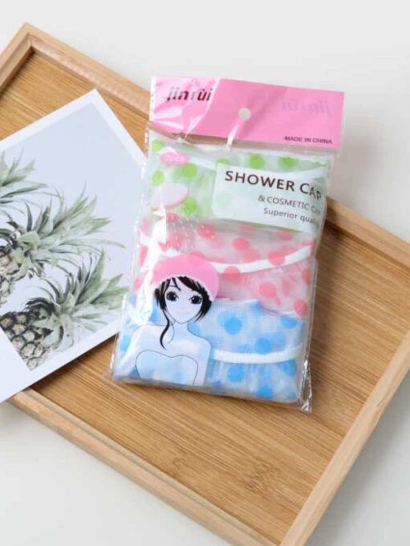 3 piezas Gorro de ducha con estampado de lunares, gorro de baño multicolor y multifuncional para decoración del hogar y el baño, decoración de otoño, de vuelta a la escuela - Multicolor - Añade 2