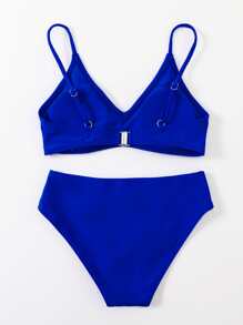 Summer Beach Tween Girl Blue Spaghetti Strap Two-Piece Bikini Set