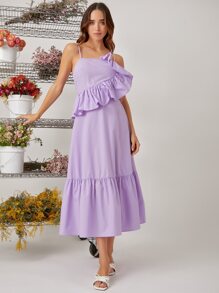 SHEIN 荷葉邊吊帶連衣裙 - 紫丁香色 - 查看 1