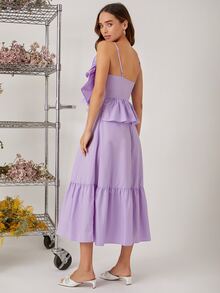 SHEIN 荷葉邊吊帶連衣裙 - 紫丁香色 - 查看 2