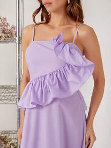 SHEIN 荷葉邊吊帶連衣裙 - 紫丁香色 - 查看 5