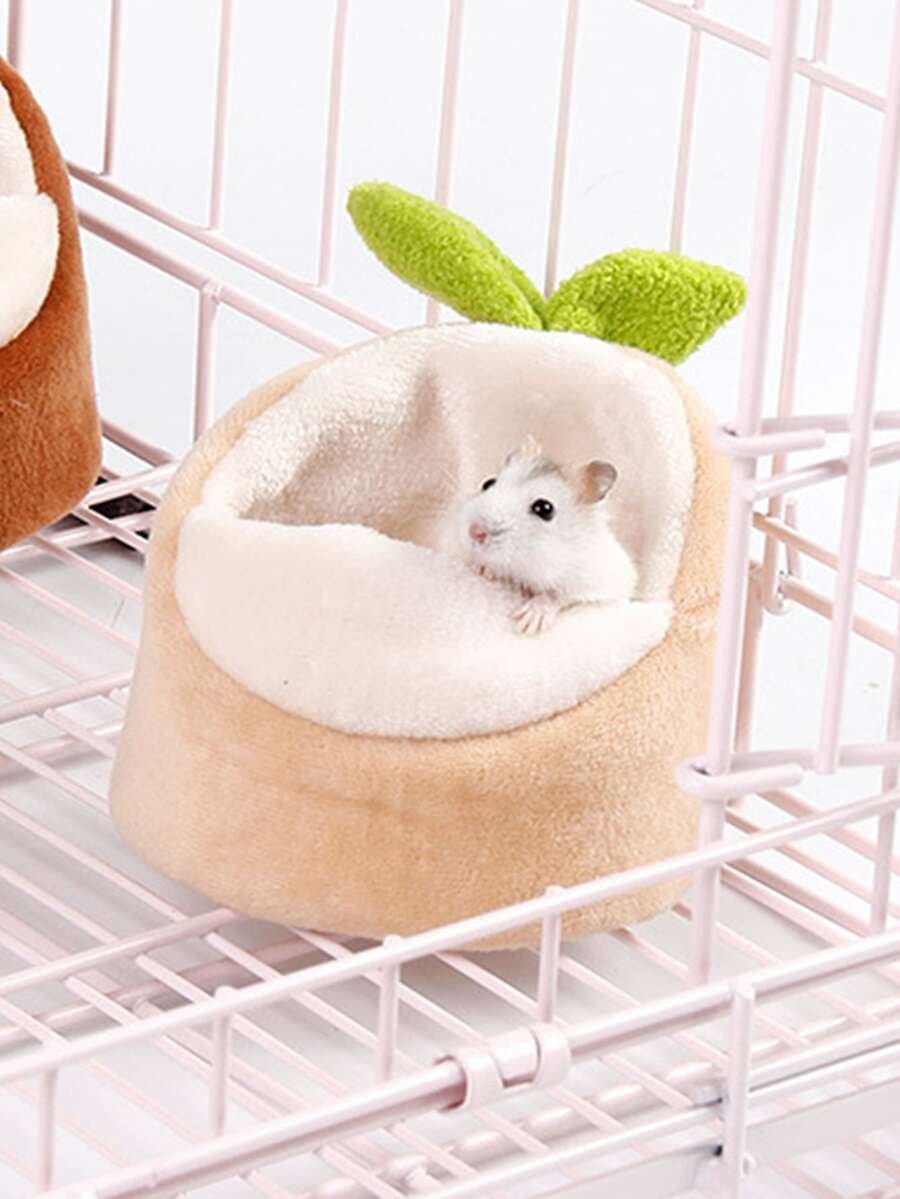 1pc Leaf Detail Hamster Bed - Beige - View 1