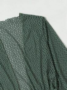Summer Ruffle Hem Belted Kimono - Dark Green - View 5