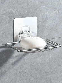 1pc Stainless Steel Soap Holder, Wall Mounted Soap Storage Rack For Bathroom Home Bathroom Decor Fall Decor Back To School - Silver - View 1