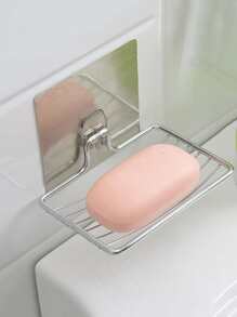 1pc Stainless Steel Soap Holder, Wall Mounted Soap Storage Rack For Bathroom Home Bathroom Decor Fall Decor Back To School - Silver - View 4