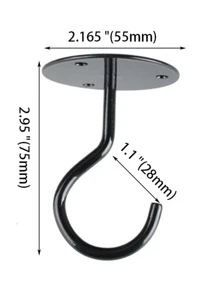 1入組圓形鐵牆面掛鉤 - 黑色 - 查看 3
