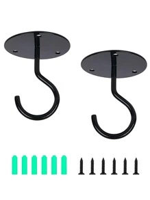 1入組圓形鐵牆面掛鉤 - 黑色 - 查看 4