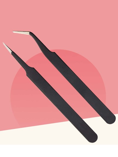 2pcs Stainless Steel Tweezers