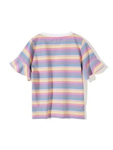 Niñas Camiseta de rayas combinadas & con estampado de corazón ribete con fruncido