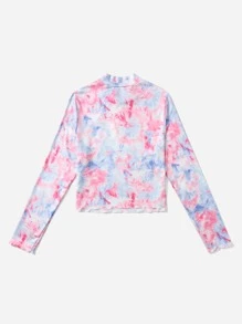 SHEIN Áo thun Plus size Nút Cà vạt nhuộm Giải trí - Nhiều màu - Xem 2