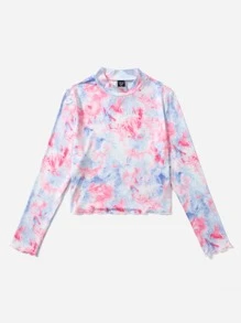 SHEIN Áo thun Plus size Nút Cà vạt nhuộm Giải trí - Nhiều màu - Xem 3