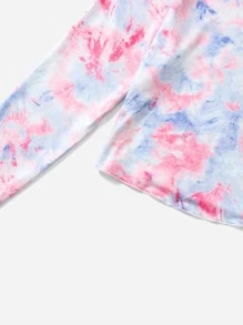 SHEIN Áo thun Plus size Nút Cà vạt nhuộm Giải trí - Nhiều màu - Xem 5