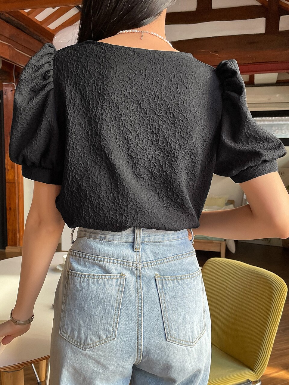 Square Neck Puff Sleeve Blouse