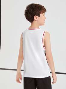 SHEIN 男孩字母圖案背心上衣 - 黑與白 - 查看 6