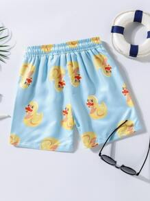 Garçon Short de bain à canard dessin animé - Bleu azur - Voir 2