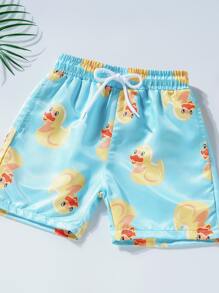 Garçon Short de bain à canard dessin animé - Bleu azur - Voir 3