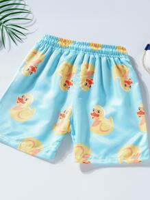 Garçon Short de bain à canard dessin animé - Bleu azur - Voir 5