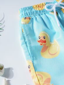 Garçon Short de bain à canard dessin animé - Bleu azur - Voir 6