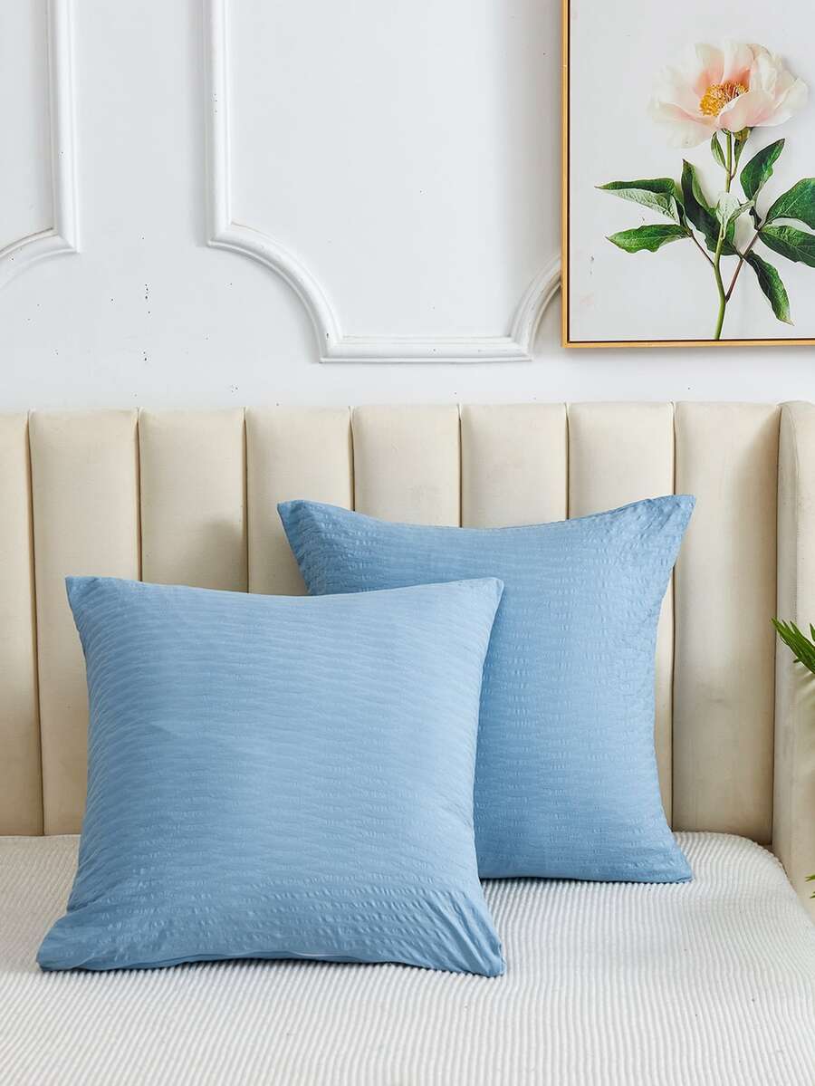 1 cặp Jacquard Pillowcase Không có Filler - Màu xanh lam - Xem 1