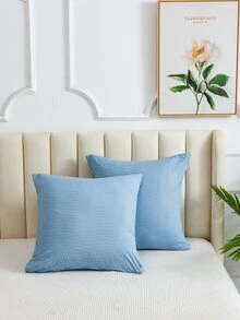 1 cặp Jacquard Pillowcase Không có Filler - Màu xanh lam - Xem 2