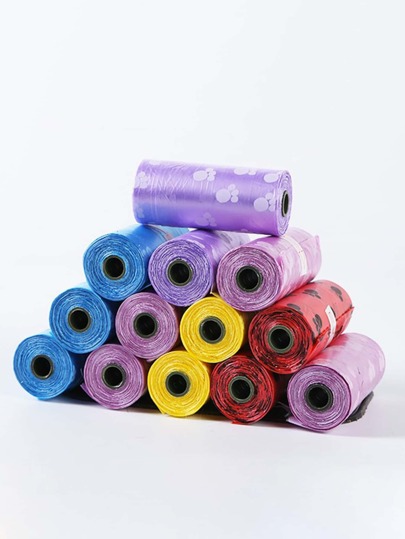 5 Rollen Haustierkotbeutel mit Pfote Muster, Zufällige Farbe