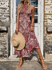 Breezaya Vestido con estampado floral con paisley con fruncido bajo con fruncido - Multicolor - Ver 6