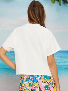 SHEIN Áo thun nữ Rau quả Giải trí - trắng - Xem 4