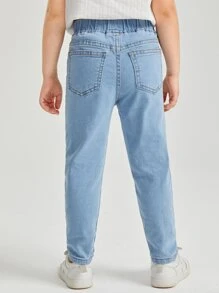 SHEIN Young Girl Elastic Waist Jeans - Light Wash - View 2