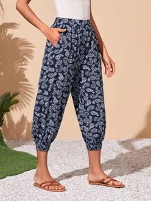 EMERY ROSE Paisley Print Slant Pocket Carrot Trousers - Multicolor - View 2