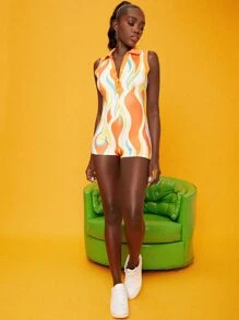 SHEINNeu Đơn vị Nữ Nút phía trước Đồ họa - trái cam - Xem 5