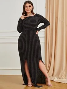 YISIKADO Plus Split Hem Glitter Dress - Multicolor - View 1